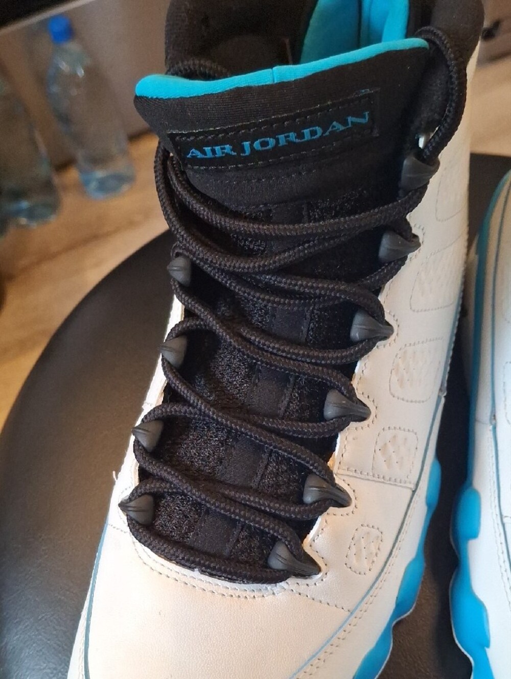Jordan White & Turquoise High-Top Basketball Shoes - Picture 7 of 7